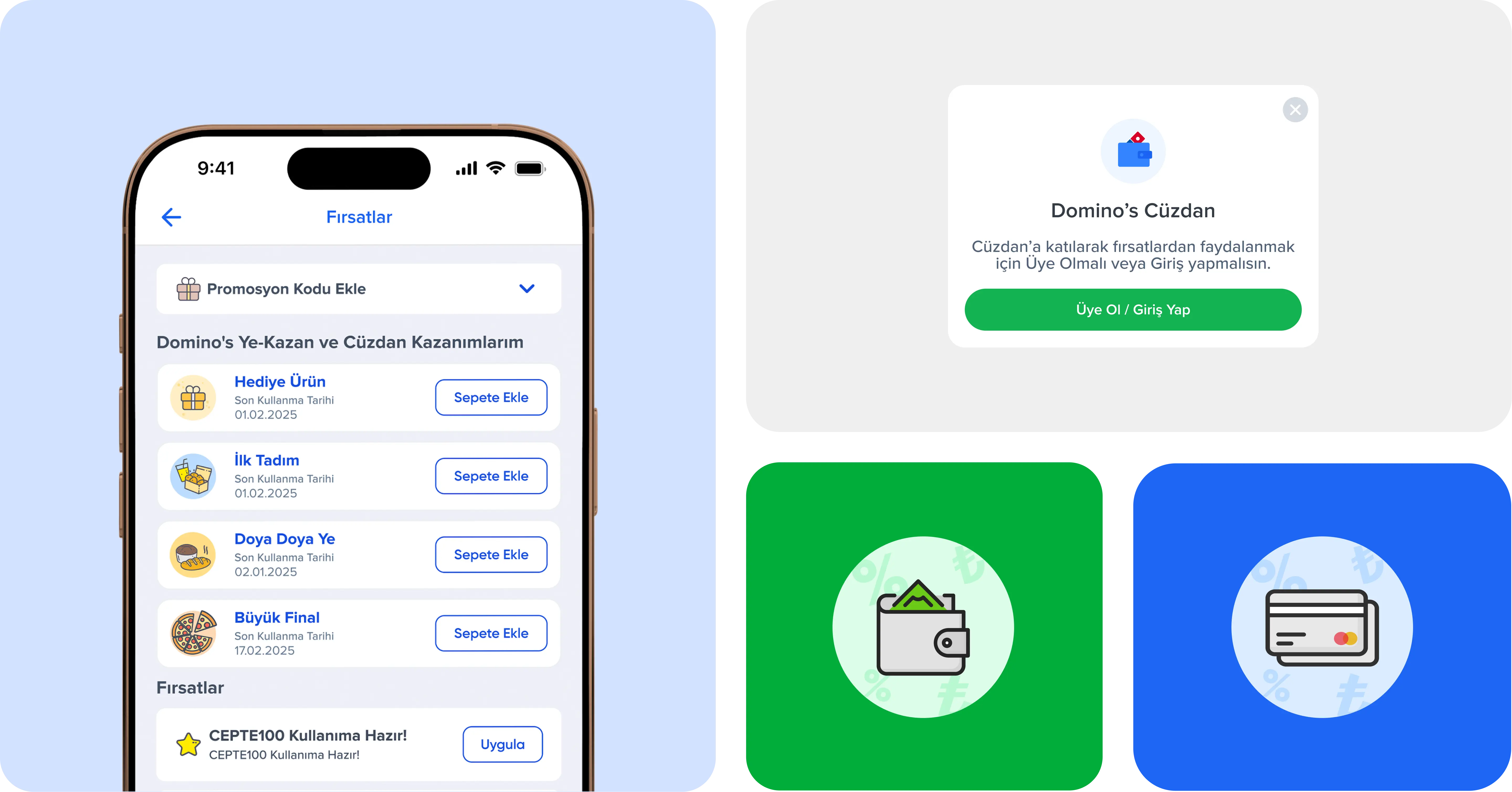 Domino's Ye-Kazan çift telefon mockup